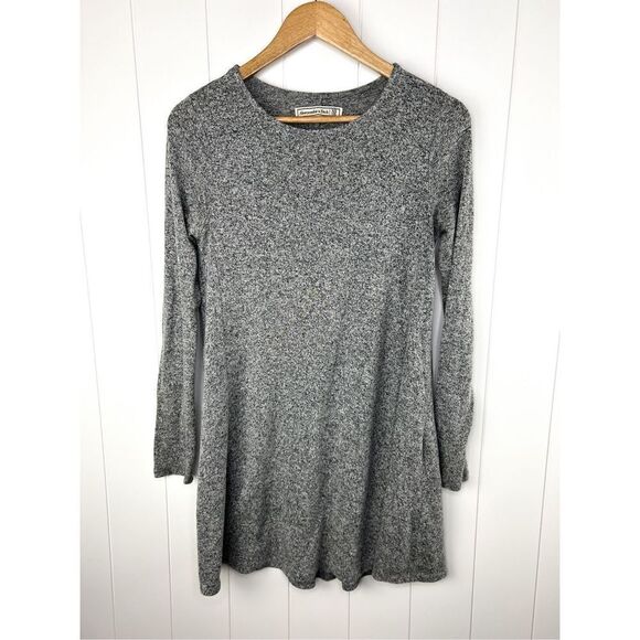 Abercrombie & Fitch Grey Marled Crewneck Long Sleeve Dress Casual Minimalist XS - Picture 1 of 8